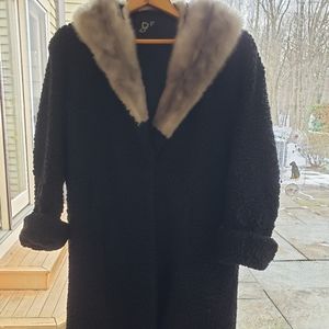 Vintage Persian lamb coat with silver mink collar